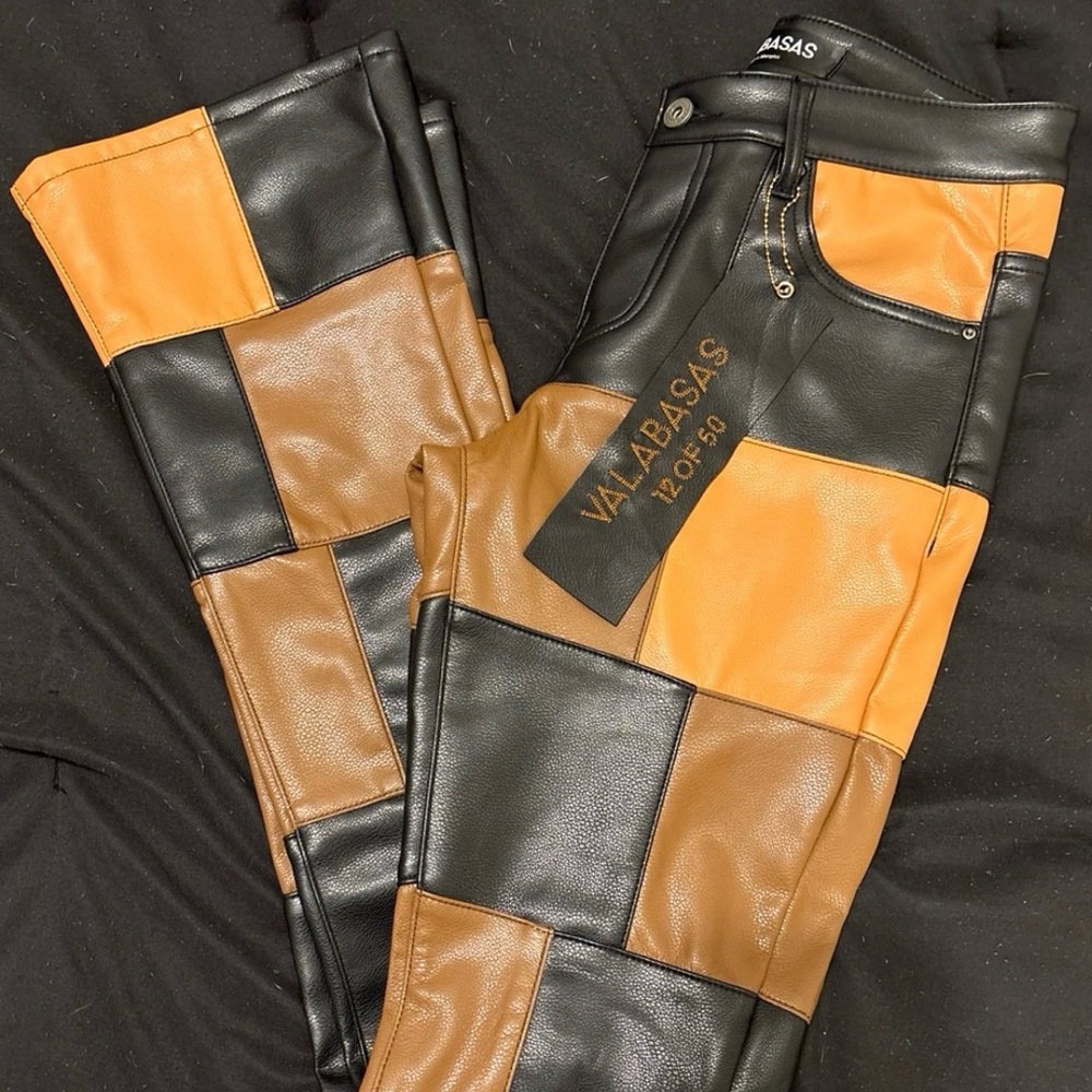 Valabasas Brocade Stacked Vegan Leather Pants(Size 30 Waist)